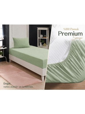 PREMIUM Altın Yaprak (120X200) Tek Kişilik Lastikli  Pamuk Penye Çarşaf + 1 adet Yastık Kılıfı (50x70 Cm)