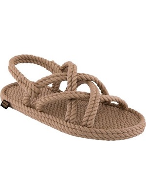 Nomadic Republic Kadın Halat Sandalet Bej Renkli El Yapımı Vegan Düz Topuklu Rahat Tasarım