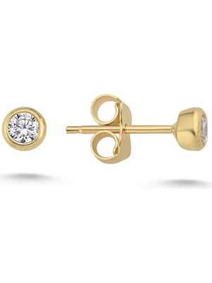 Zümrüt Sarraf 14 Ayar Altın Tektaş Küpe