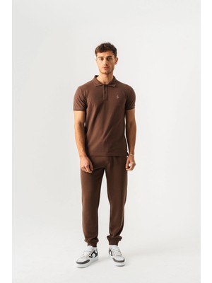 Piero Perla Polo Yaka Slim Fit Kısa Kollu Erkek Taba T-Shirt