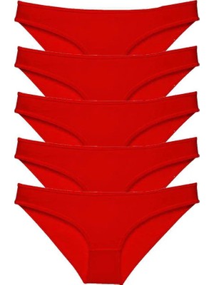 Al-Fil Teknoloji 5 Adet Süper Eko Set Likralı Kadın Slip Külot Kırmızı