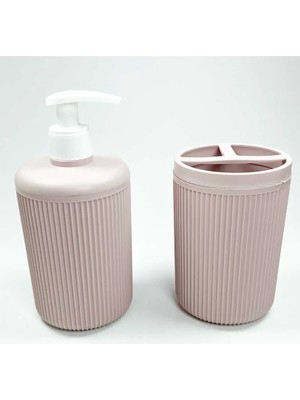 Al-Fil Teknoloji Plastik Sıvı Sabunluk ve Diş Fırçalık Set Renk Pudra