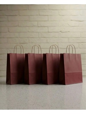Aybaş Kağıtçılık 1.kalite 25X31 cm Büyük Boy ( 15 Adet ) Bordo Renkli Kraft Kağıt Çanta, Hediye Poşeti, Hediye Paketi