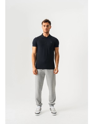 Piero Perla Polo Yaka Slim Fit Kısa Kollu Erkek Siyah T-Shirt