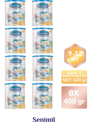 Senimil 3 Bebek Devam Sütü 400 gr (9-12 Ay) 8 Li Avantaj Paketi
