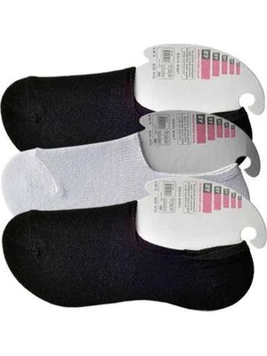 Al-Fil Teknoloji Siyah ve Beyaz Kadın Babet Çorap 3 Çift