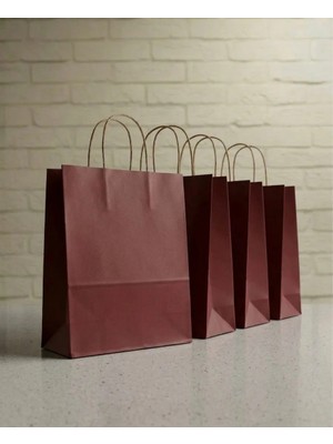 Aybaş Kağıtçılık 1.kalite 25X31 cm Büyük Boy ( 20 Adet ) Bordo Renkli Kraft Kağıt Çanta, Hediye Poşeti, Hediye Paketi