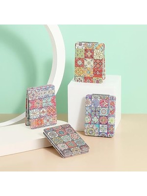 Teknocan Marketing Promosyonca Dekoratif Mozaik Desenli Cep Aynası, Dikdörtgen, Renkli