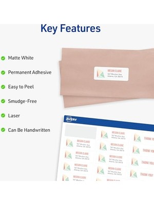 Teknocan Marketing Easy Peel Laser Adresi Etiket, 1 x 2 – 5/8, Beyaz, 3000/BOX, Sold As 1 Box