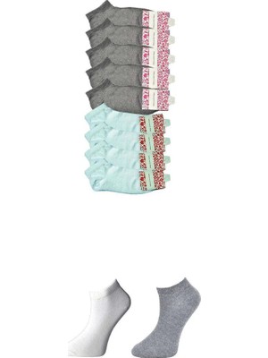 Al-Fil Teknoloji Gri ve Beyaz Kadın Bilek Çorap 9 Çift