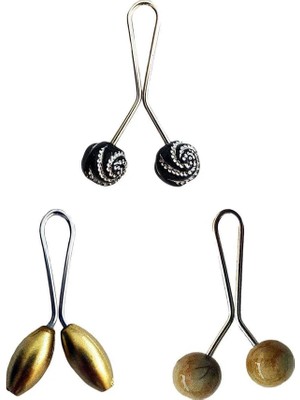 Al-Fil Teknoloji 3 Adet Tesettür Eşarp ve Şal Klipsi Sarı Hardal Siyah Desenli