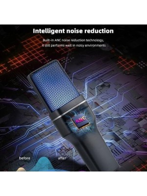Teknocan Marketing Rgb Kablosuz Bilgisayar Mikrofon 20-20KHZ Anc Gürültü Engelleme Profesyonel Podcast Mikrofon Kiti Tak Çalıştır USB Pc Dizüstü Bilgisayar Için Vlog Canlı Yayın Yanmai SF-777W (SF-777W)