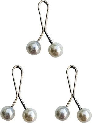 Al-Fil Teknoloji 3 Adet Tesettür Eşarp ve Şal Klipsi Inci Beyaz