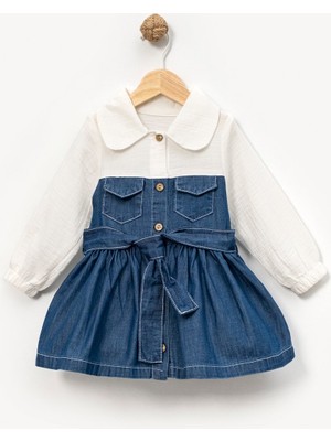 Overdo Kız Çocuk 1-4 Yaş Müslin Kot Elbise