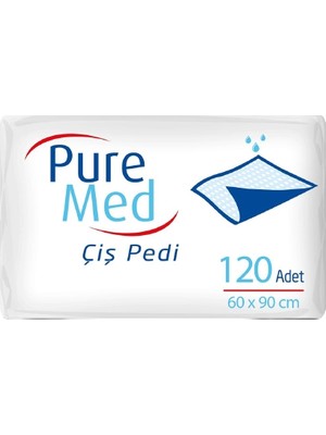 Pure Med Kedi Köpek Çiş Pedi 60 x 90 cm 120 Adet Kaymaz Taban ile Güvenli Kullanım Amaçlı