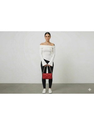 Asvellatrend Düşük Omuzlu Asimetrik Bağlama Detaylı Bluz