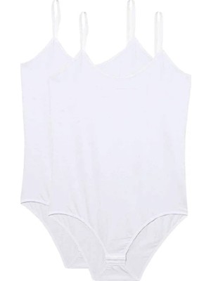 Al-Fil Teknoloji 2 Adet Ip Askılı Kadın Çıtçıtlı Body Beyaz