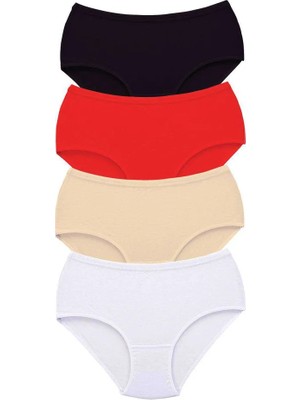 Al-Fil Teknoloji 4 Adet Tutku Kadın Yüksek Bel Bato Kalın Lastik Külot S12