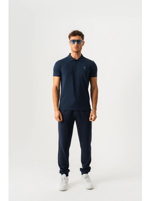 Piero Perla Polo Yaka Slim Fit Kısa Kollu Erkek Lacivert T-Shirt