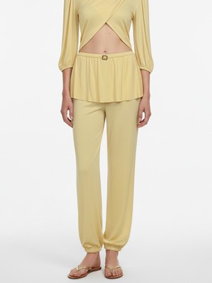 Xint Kadın Sarı Doğal Dökümlü Oversize Pantolon