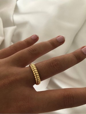 Trenddora Ayarlanabilir Çelik Kararmaz Altın Yüzük