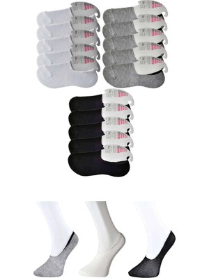 Al-Fil Teknoloji Siyah Gri ve Beyaz Kadın Babet Çorap 15 Çift