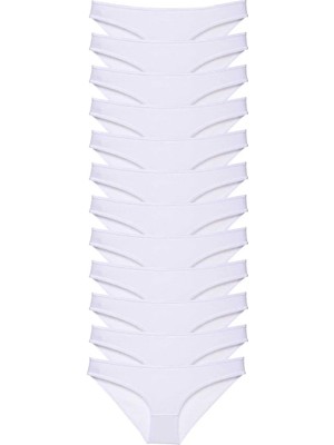 Al-Fil Teknoloji 12 Adet Süper Eko Set Likralı Kadın Slip Külot Beyaz