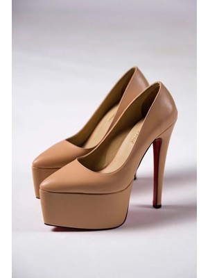 Ayakkabı Ateşi Nude Cilt Platform Özel Tasarım Topuklu Kadın Ayakkabı Chika