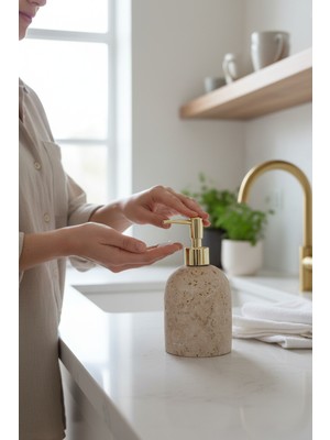 Akayev Mermer Traverten Gold Banyo, Mutfak Sıvı Sabunluk