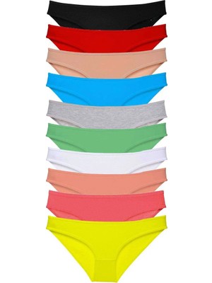 Al-Fil Teknoloji 10 Adet Süper Eko Set Likralı Kadın Slip Külot Çok Renkli