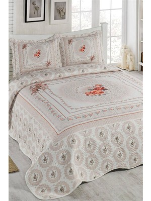 Teknocan Marketing Örtüm Çift Kişilik Kapitone Yatak Örtüsü Takımı Bej