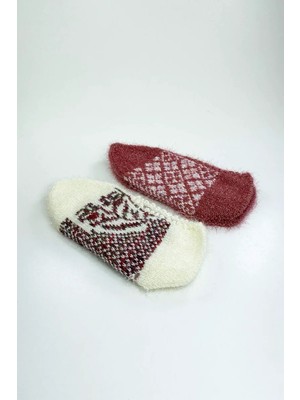 Al-Fil Teknoloji 2 Çift El Örgüsü Kışlık Şık Kadın Yün Patik Set 2