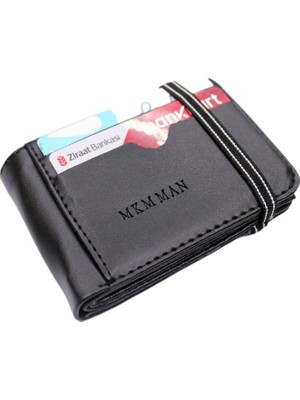 Mkm Man Dikey Deri Görünümlü Cüzdan & Kartlık Şeffaf Bölmelerle 11 cm Minimalist Tasarım