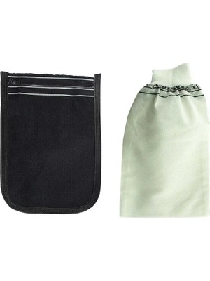 Al-Fil Teknoloji 2 Adet Kalın Siyah ve Beyaz Hamam Kesesi 25X17 cm