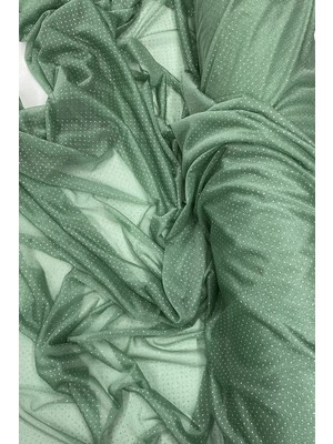 Al-Fil Teknoloji Yağmur Damlası Simli Abiye Elbise Şallık Tül Kumaş Mint Yeşil 75