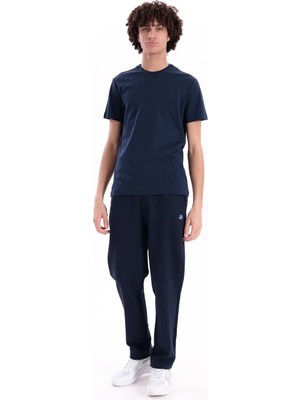 Piero Perla Interlok Compact Tona Ton Eva Nakışlı Bisiklet Yaka Slim Fit Erkek Lacivert T-Shirt