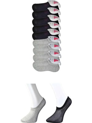 Al-Fil Teknoloji Siyah ve Gri Kadın Görünmez Çorap 9 Çift