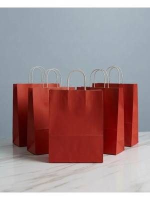 Aybaş Kağıtçılık 1.Kalite 25x31 Cm Büyük Boy ( 10 Adet ) Kırmızı Renkli Kraft Kağıt Çanta,Hediye Paketi, Hediye Poşeti