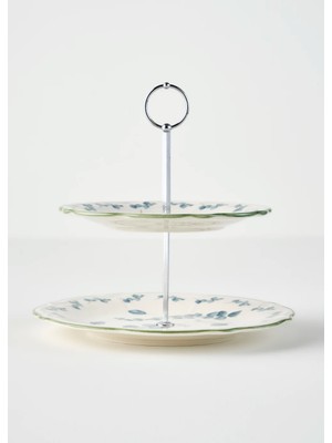 Bella Maison Ocaliptus Stoneware 2 Katlı Kurabiyelik Yeşil