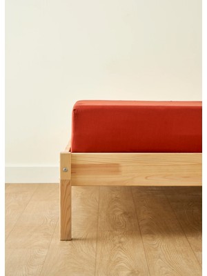 Bella Maison %100 Pamuk Saten Supreme Çift Kişilik Lastikli Çarşaf Kiremit (160x200x35 cm)