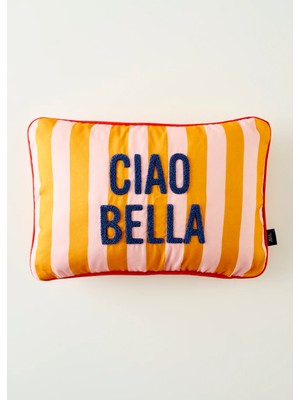 Bella Maison %100 Pamuk Line Mottolu Punch Nakışlı Kırlent Kılıfı Turuncu (35x50 cm)