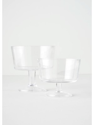 Bella Maison Alis Şeffaf Cam Sunum Standı 20 cm ve 17 cm Boyutlarında 2'li Şık Servis Seti