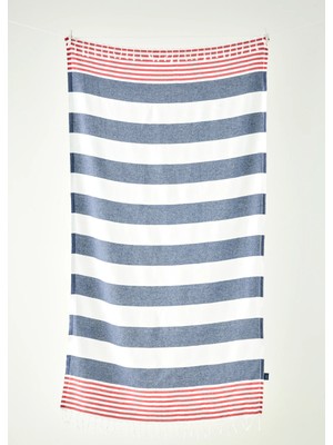 %100 Pamuk Lua Çizgili Peştamal Lacivert (95X180 Cm)