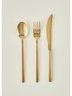 Bella Maison Milano 18 Parça Gold Tatlı Çatal Kaşık Bıçak Seti Paslanmaz Çelik 6 Kişilik