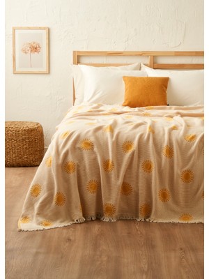 Sunny Pamuklu Çift Kişilik Yatak Örtüsü Sarı (200X220 Cm)