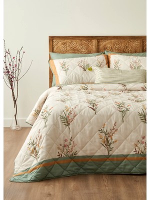 Bella Maison Flores Kapitoneli Çok Amaçlı Çift Kişilik Yatak Örtüsü Seti (240X220 Cm)