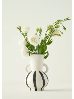 Bella Maison Liora Seramik Vazo Siyah-Beyaz (12x12x18 cm)