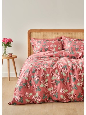 %100 Pamuk Saten Rose Çift Kişilik Nevresim Seti Mürdüm (200X220 Cm)