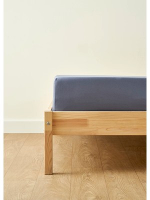 Bella Maison %100 Pamuk Saten Supreme Basic Tek Kişilik Lastikli Çarşaf Mavi (100X200X35 Cm)