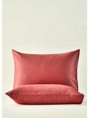 %100 Pamuk Saten Basic Standart 2'li Yastık Kılıfı Bordo (50X70 Cm)